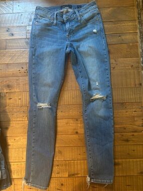 Lucky Brand Medium Blue Distressed Skinny Jeans
